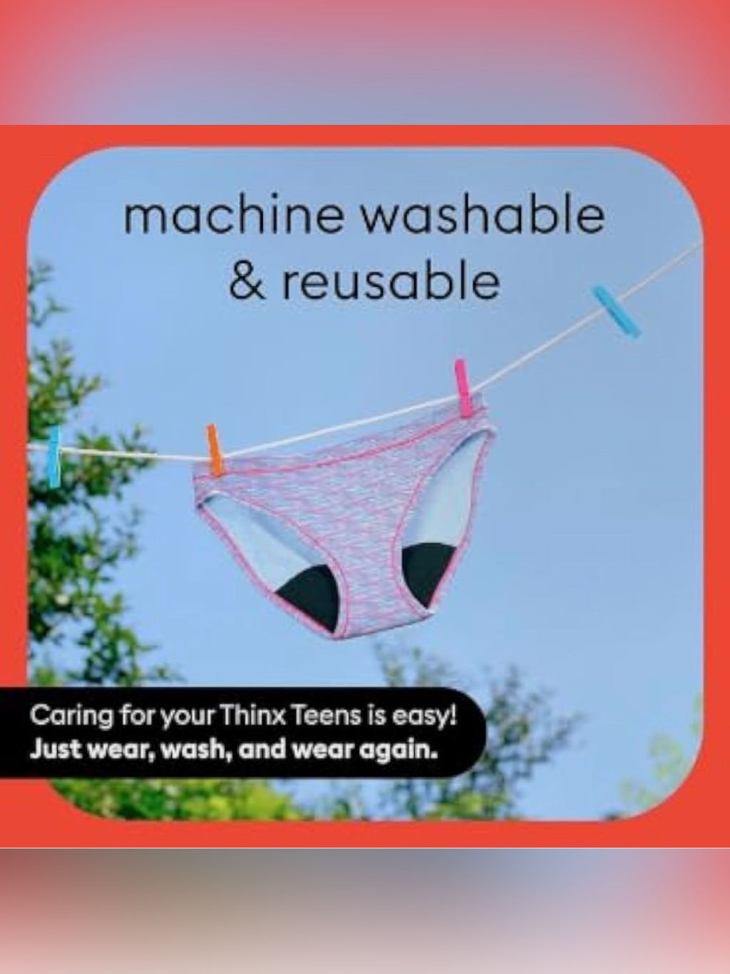 Nwt 3 Pack Thinx Teens Period Underwear, Brief-Style Period Panties, Reusable — image 5 of 7